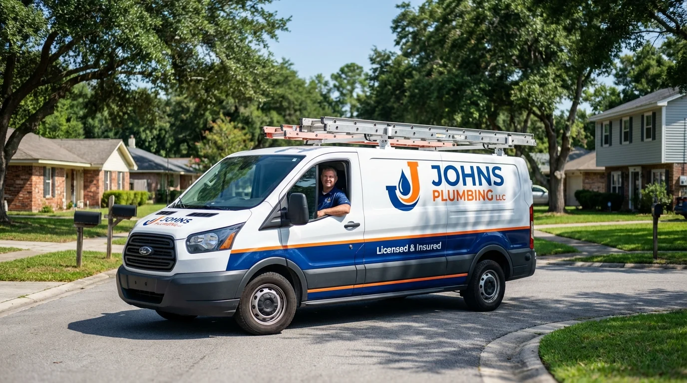 Johns Plumbing LLC service van in Frankston, TX