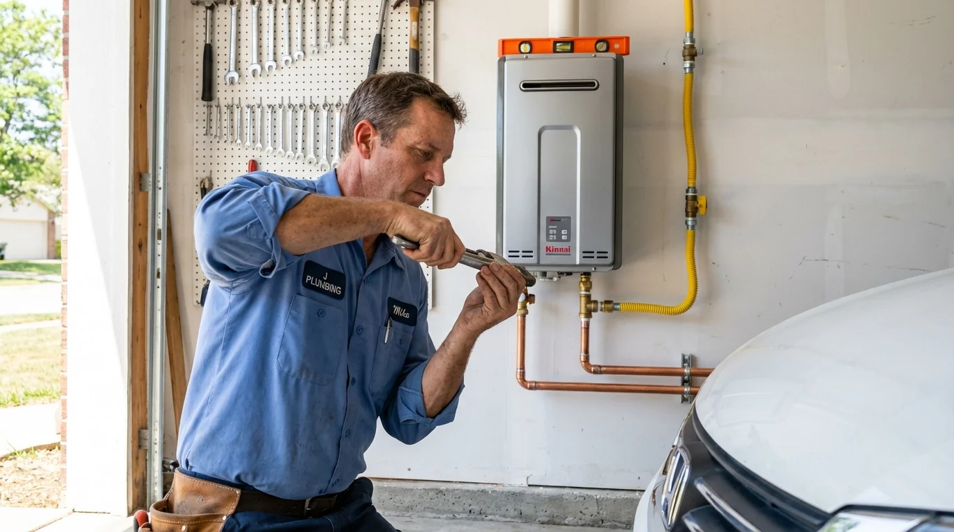 Tankless water heater installation by a Johns Plumbing LLC plumber in Frankston